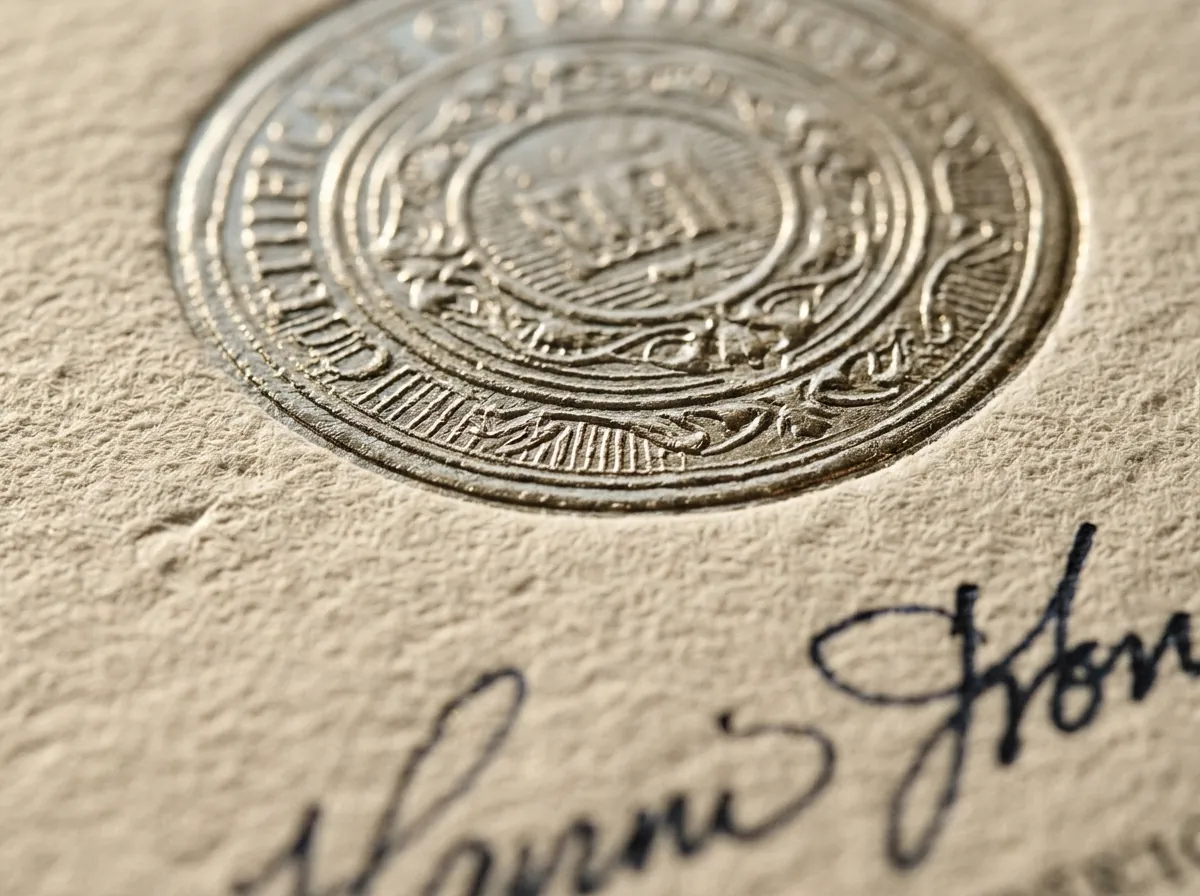 Embossed certification seal
