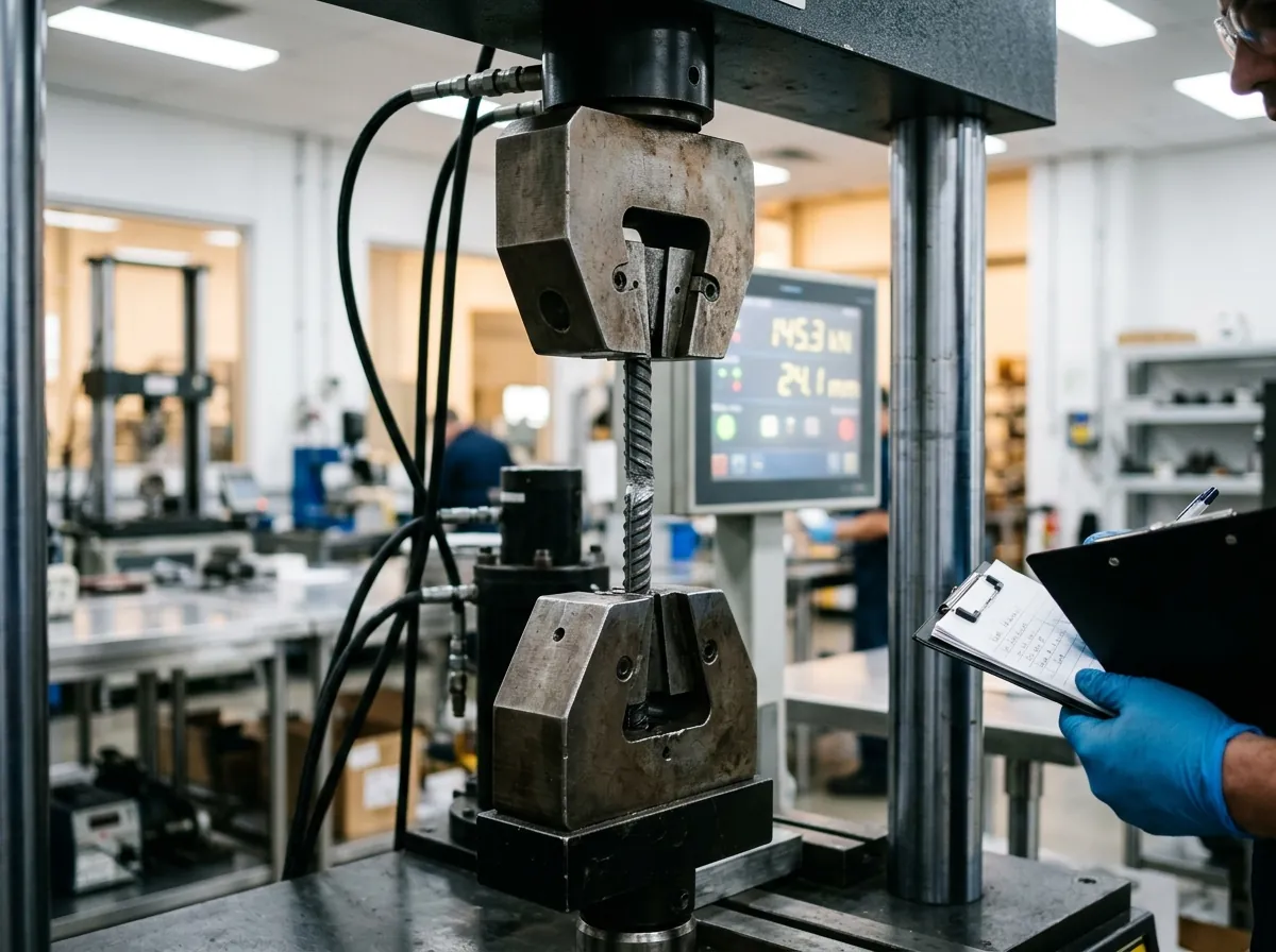 Tensile testing a finished bar